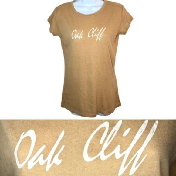Next Level Apparel Oak Cliff Dallas Texas Fitted TShirt Tan J L - Picture 1 of 9